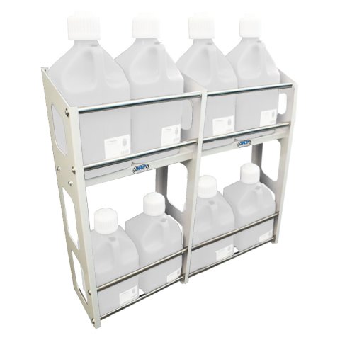 Utility Jug Rack - 8 Bay - 42.375 x 44 x 12 in - Aluminum - White Powder Coat - Each
