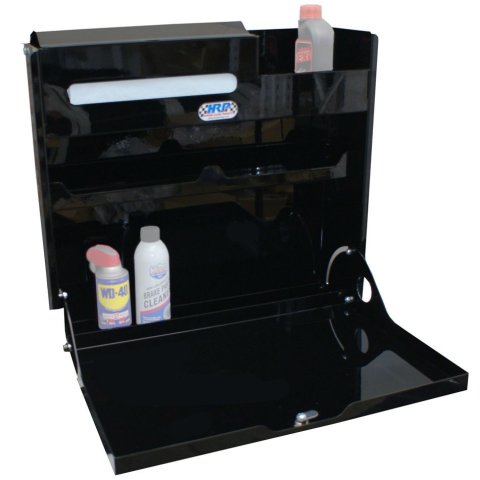 Trailer Cabinet - Wall Mount - 23 in Square - Integral Utility Shelf - Aluminum - Black Powder Coat - Each