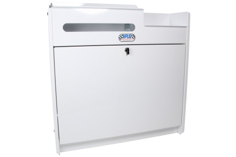 Trailer Cabinet - Wall Mount - 23 in Square - Integral Utility Shelf - Aluminum - White Powder Coat - Each