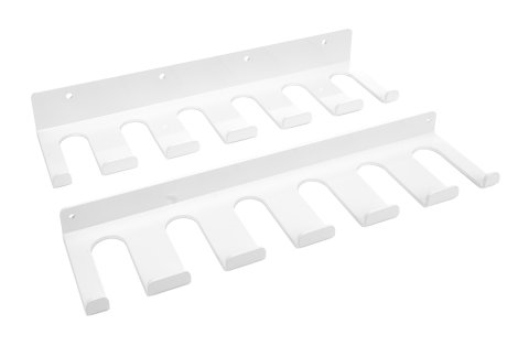 Radius Rod Rack - Wall Mount - Lower - 15 in Long - 12 Rod Capacity - 1.125 in Radius Rods - Aluminum - White Powder Coat - Each