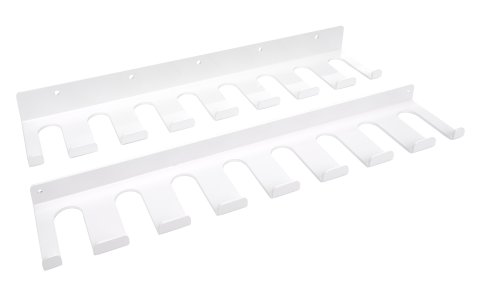 Radius Rod Rack - Wall Mount - Lower - 20 in Long - 16 Rod Capacity - 1.125 in Radius Rods - Aluminum - White Powder Coat - Kit
