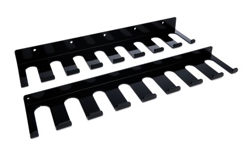 Radius Rod Rack - Wall Mount - Lower - 20 in Long - 16 Rod Capacity - 1.125 in / 1.250 in Radius Rods - Aluminum - Black Powder Coat - Kit