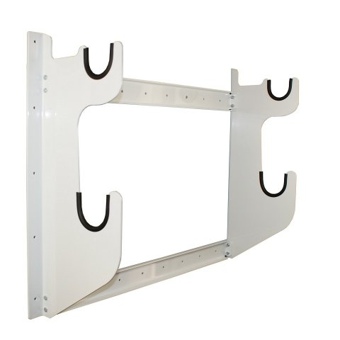 Axle Rack - Wall Mount - 1 Front Axle and 1 Rear Axle Capacity - Aluminum - White Powder Coat - Each