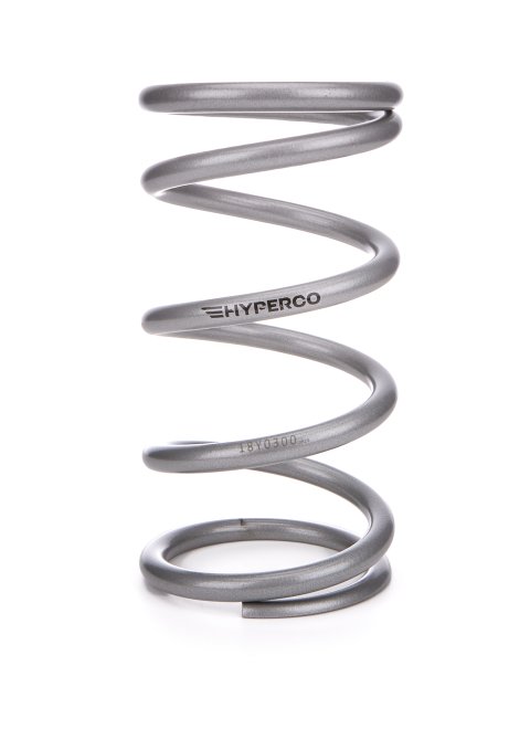 Coil Spring - Conventional - 5 in OD - 9.5 in Length - 300 lb/in Spring Rate - Front - Steel - Silver Powder Coat - Each