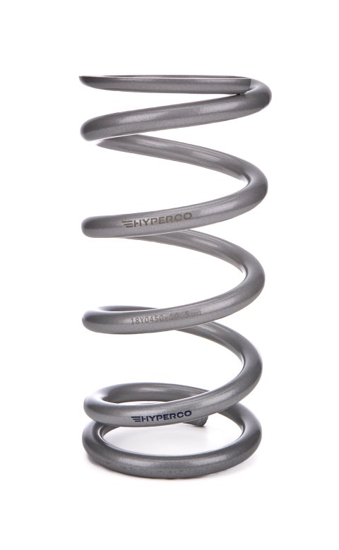 Coil Spring - Conventional - 5 in OD - 10.5 in Length - 450 lb/in Spring Rate - Front - Steel - Silver Powder Coat - Each
