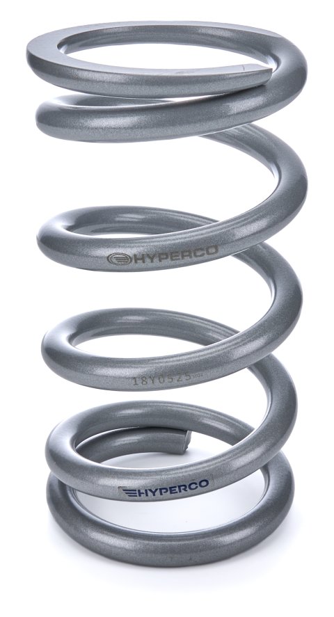 Coil Spring - Conventional - 5 in OD - 9.5 in Length - 525 lb/in Spring Rate - Front - Steel - Silver Powder Coat - Each