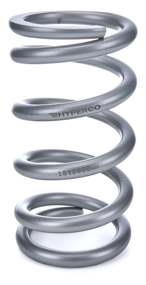 Coil Spring - Conventional - 5 in OD - 9.5 in Length - 600 lb/in Spring Rate - Front - Steel - Silver Powder Coat - Each