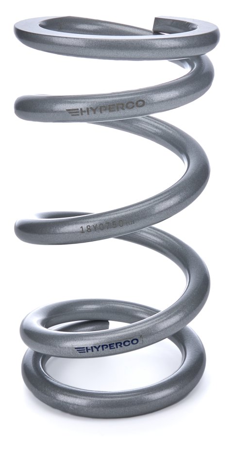 Coil Spring - Conventional - 5 in OD - 9.5 in Length - 750 lb/in Spring Rate - Front - Steel - Silver Powder Coat - Each