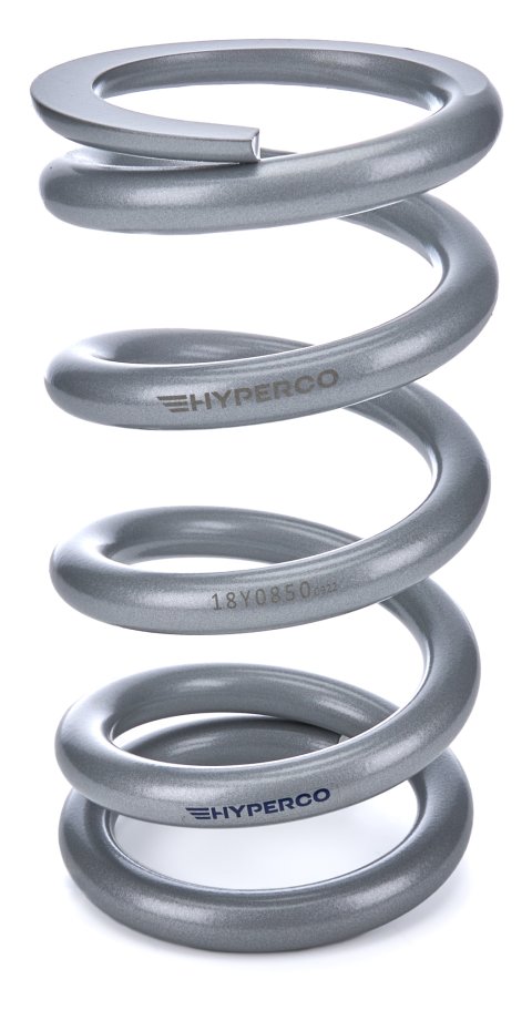 Coil Spring - Conventional - 5 in OD - 9.5 in Length - 850 lb/in Spring Rate - Front - Steel - Silver Powder Coat - Each