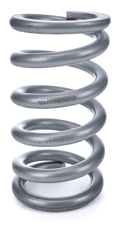 Coil Spring - Conventional - 5 in OD - 9.5 in Length - 900 lb/in Spring Rate - Front - Steel - Silver Powder Coat - Each