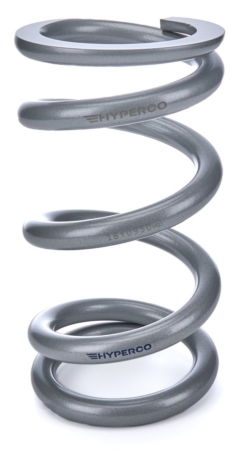 Coil Spring - Conventional - 5 in OD - 9.5 in Length - 950 lb/in Spring Rate - Front - Steel - Silver Powder Coat - Each