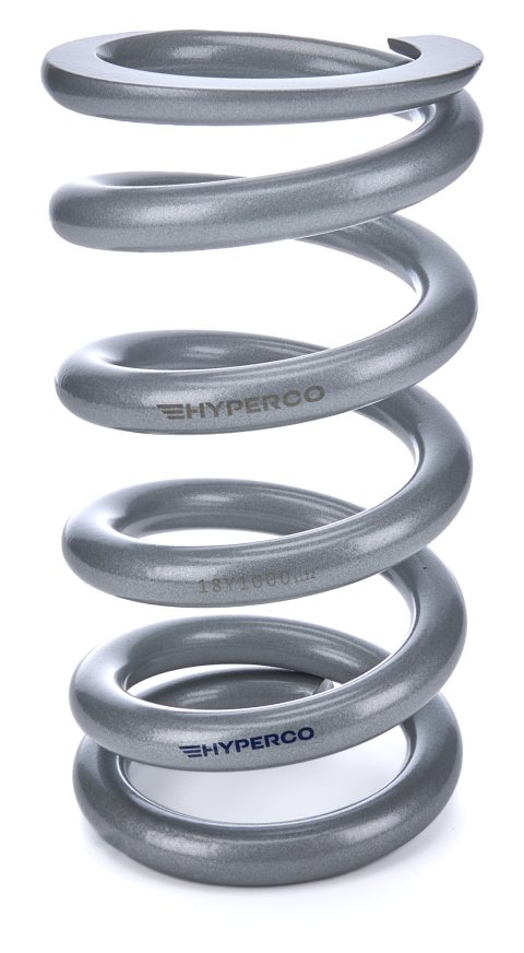 Coil Spring - Conventional - 5 in OD - 9.5 in Length - 1000 lb/in Spring Rate - Front - Steel - Silver Powder Coat - Each