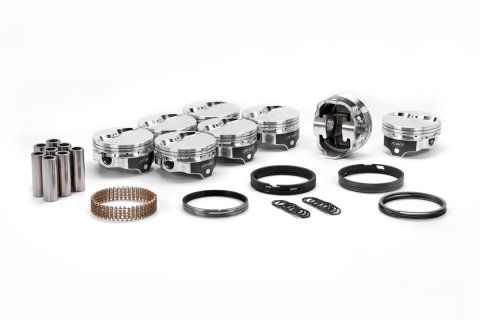 Piston - Premium Forged - Forged - 4.030 in Bore - 1/16 x 1/16 x 3/16 in Ring Grooves - Minus 5.30 cc - Small Block Ford - Set of 8