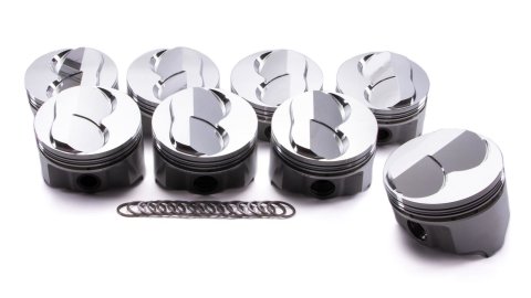 Piston - Premium Forged - Forged - 4.030 in Bore - 1/16 x 1/16 x 3/16 in Ring Grooves - Plus 9.70 cc - Small Block Chevy - Set of 8