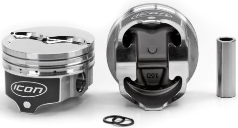 Piston - Premium - Forged - 4.350 in Bore - 1/16 x 1/16 x 3/16 in Ring Grooves - Minus 23.7 cc - Mopar B-Series - Set of 8