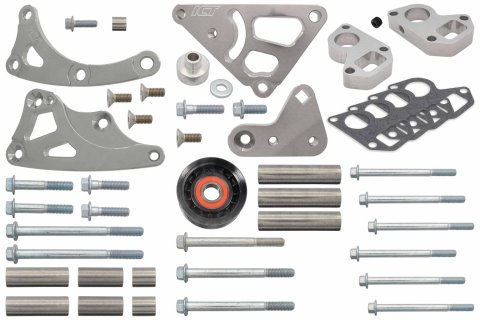 Alternator Bracket - Passenger Side - High Mount - Head / Water Pump Mount - Aluminum - Natural - GM LS-Series - Kit