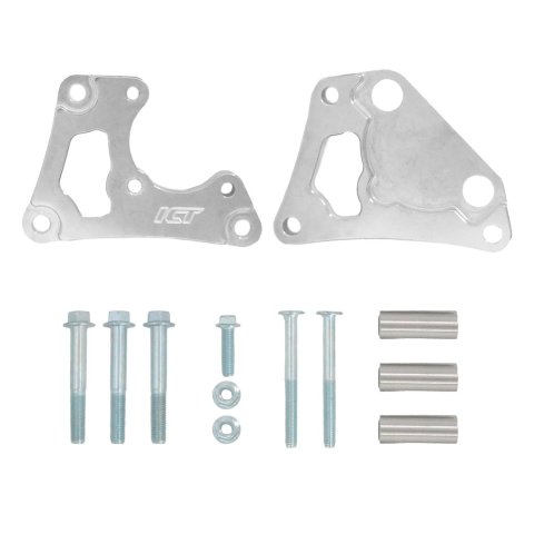 Power Steering Pump Bracket - Driver Side - Head Mount - Aluminum - Clear Anodized - Type II Pump - GM LS-Series - Kit