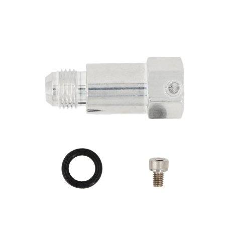 Fitting - Purge Adapter - Straight - 6 AN Male to 3/8 in SAE Female Quick Disconnect - Aluminum - Clear Anodized - Each