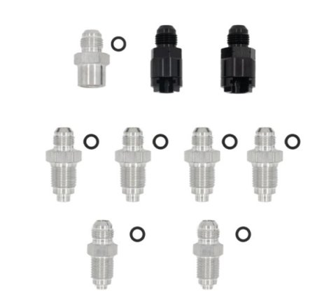 Fitting - Adapter - Straight - Aluminum - Black / Clear Anodized - Fuel Line Fittings - GM LS-Series - Kit