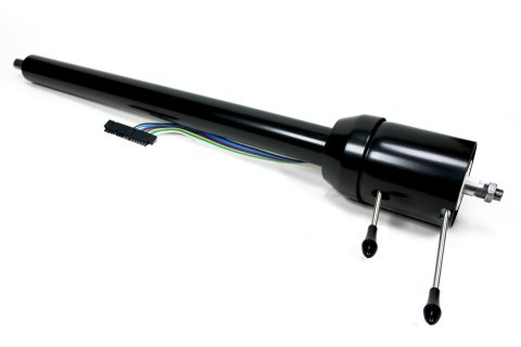 Steering Column - Retrofit - Tilt - Floor Shift - Hazard / Turn Signal - Steel - Black Powder Coat - GM Fullsize Car 1957 - Each