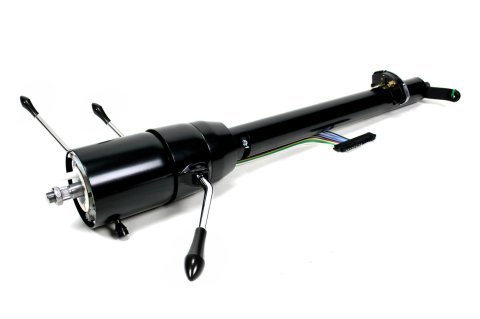 Steering Column - Retrofit - Tilt - Column Shift - Hazard / Turn Signal - Steel - Black Powder Coat - Chevy Fullsize Car 1955-56 - Each