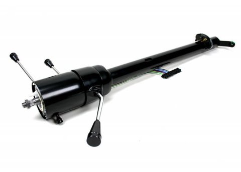Steering Column - Retrofit - Tilt - Column Shift - Hazard / Turn Signal - Steel - Black Powder Coat - GM Fullsize Truck 1967-72 - Each