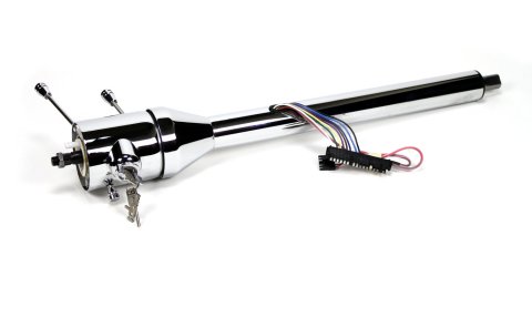 Steering Column - Tilt - 2 in Tube - 32 in Length - Hazard / Key / Turn Signal - Steel - Chrome - Universal - Each