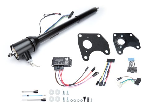 Steering Column - Retrofit - Tilt - Hazard / Key / Turn Signal - Steel - Black Powder Coat - Mopar B-Body 1970 - Each