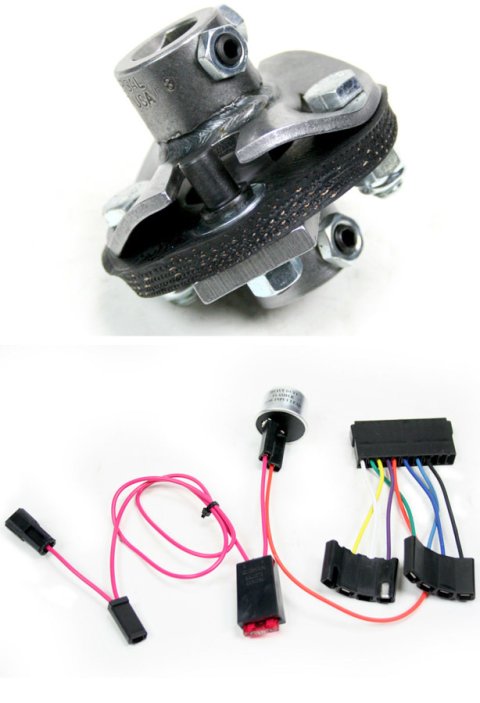 Steering Rag Joint - 3/4 in 36 Spline - Wiring Harness / Flasher Included - Steel - Natural - Chevy Corvette 1964-66 - Each