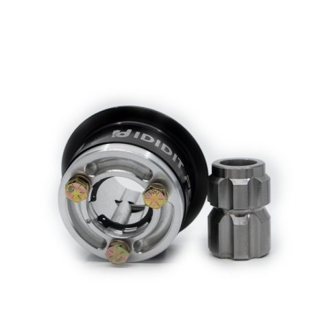 Steering Wheel Quick Release - 360 Degree Release - 3-Bolt - SFI 42.1 - Splined Keyway - Aluminum - Black / Clear Anodized - Kit