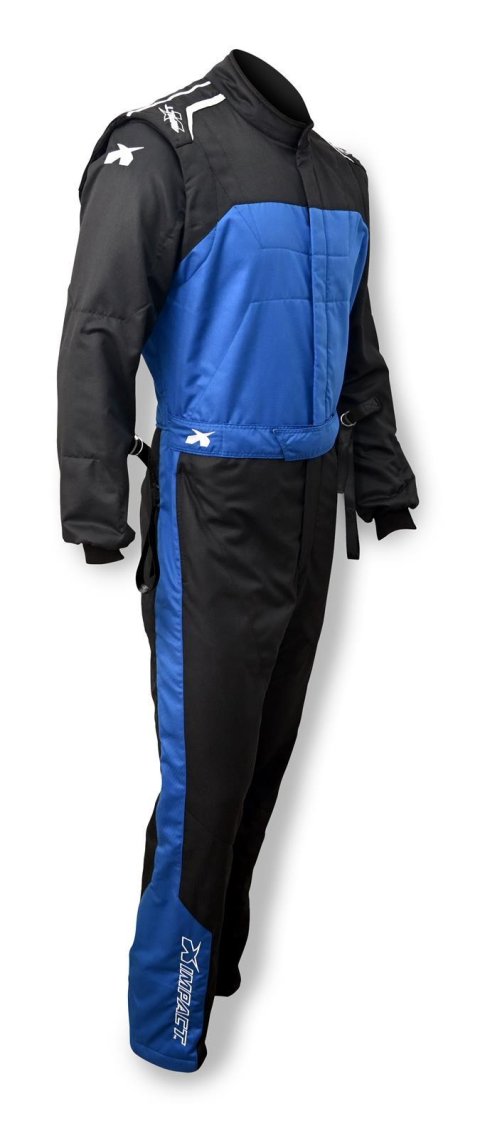 Driving Suit - Mini Racer 2.4 - 1-Piece - SFI 3.3A/5 - Double Layer - Aramid - Black / Blue - Youth Medium - Each