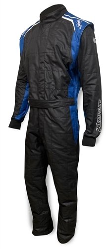 Driving Suit - Racer 2.0 - 1-Piece - SFI 3.2/5 - Double Layer - Nomex - Black / Blue - Small - Each