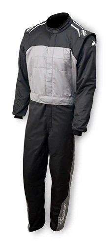 Driving Suit - Racer 2.4 - 1-Piece - SFI 3.3A/5 - Double Layer - Nomex - Black / Gray - 2X-Large - Each