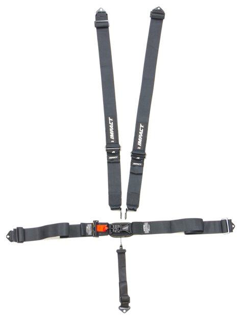Harness - Racer Series - 5 Point - Latch and Link - SFI 16.1 - Pull Down Adjust - Bolt-In / Wrap Around - Individual Harness - Black - Kit