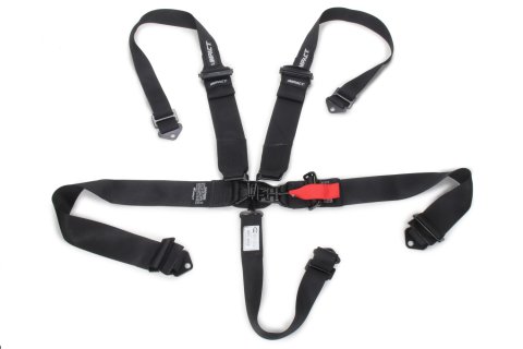 Harness - Racer Series - 5 Point - Latch and Link - SFI 16.1 - Pull Down Adjust - Bolt-In / Wrap Around - Individual Harness - HANS Ready - Black - Ki