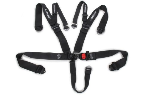 Harness - Racer Series - 5 Point - Latch and Link - SFI 16.1 - Pull Down Adjust - Bolt-In / Wrap Around - Individual Harness - HANS Ready - Black - Ki