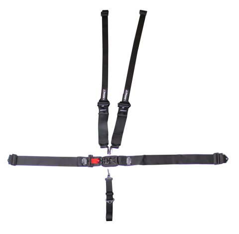 Harness - Racer Series - 5 Point - Latch and Link - SFI 16.1 - Pull Down Adjust - Bolt-In / Wrap Around - Individual Harness - Black - Kit