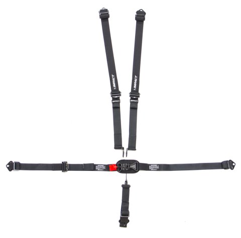 Harness - Junior QM / JR Drag Series - 5 Point - Latch and Link - SFI 16.1 - Pull Up Adjust - Bolt-In / Wrap Around - Individual Harness - Black - Kit