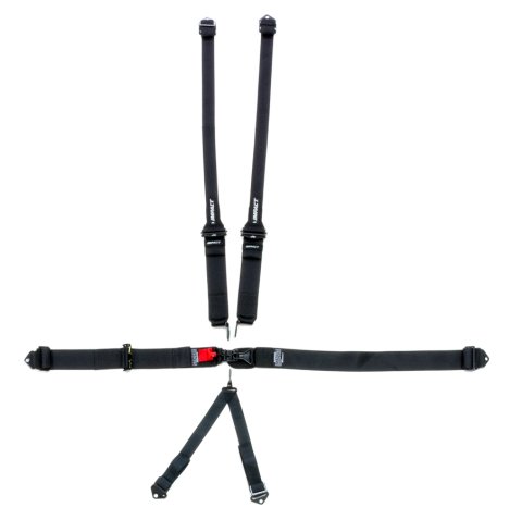 Harness - Racer Series - 6 Point - Latch and Link - SFI 16.5 - Pull Up Right Adjust - Bolt-In / Wrap Around - Individual Harness - Black - Kit