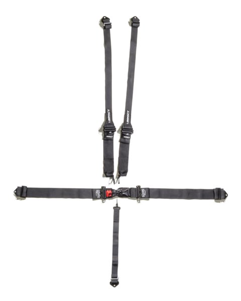 Harness - Racer Series - 5 Point - Latch and Link - SFI 16.1 - Pull Down Adjust - Bolt-In / Wrap Around - Individual Harness - Black - Kit