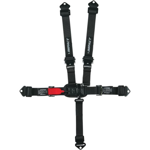 Harness - Quarter Midget & Junior Drag - 5 Point - Latch and Link - SFI 16.1 - Pull Down Adjust - Bolt-In / Wrap Around - Individual Harness - Black - Kit