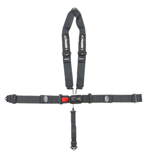 Harness - Racer Series - 5 Point - Latch and Link - SFI 16.1 - Pull Down Adjust - Bolt-In / Wrap Around - V-Type Harness - Black - Kit