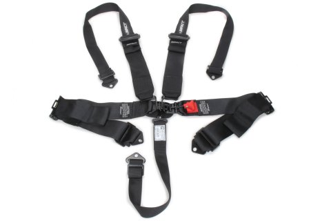 Harness - Racer Series - 5 Point - Latch and Link - SFI 16.1 - Pull Up Adjust - Bolt-In / Wrap Around - Black - Kit