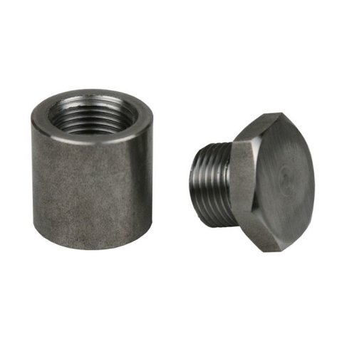 Bung and Plug Kit - Weld-On - 1 in Long - 18 mm x 1.50 Thread - Stainless - Natural - Kit