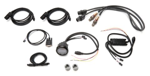Air-Fuel Ratio Gauge - DLG-1 - Dual Sensor - Wideband - Electric - Digital - 2-1/16 in Diameter - O2 Sensor / Cables / Hardware - Black / White Face - Kit