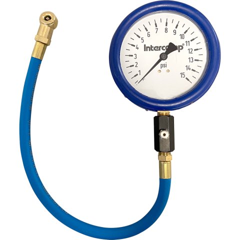 Tire Pressure Gauge - Ultra Deluxe - Glow in the Dark - 0-15 psi - Analog - 4 in Diameter - White Face - 1/2 lb Increments - Each