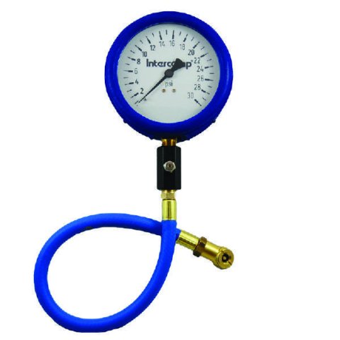 Tire Pressure Gauge - Ultra Deluxe - Glow in the Dark - 0-30 psi - Analog - 4 in Diameter - White Face - 1 lb Increments - Each