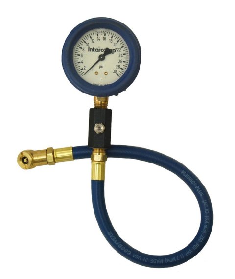 Tire Pressure Gauge - Deluxe - 0-30 psi - Analog - 2-1/2 in Diameter - Liquid Filled - White Face - 1/2 lb Increments - Each