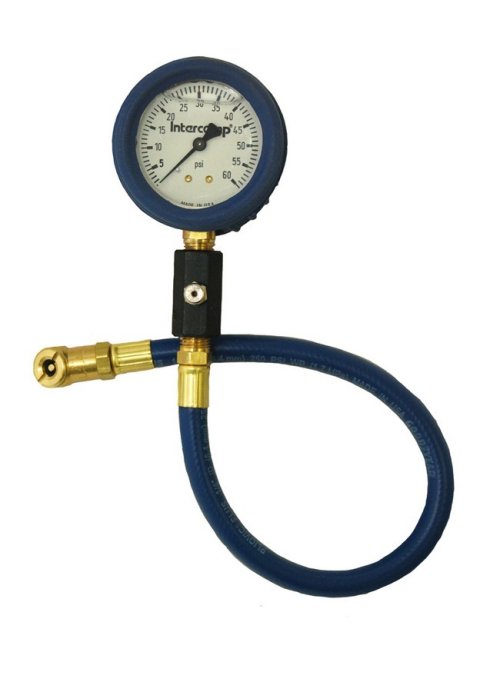 Tire Pressure Gauge - Deluxe - 0-60 psi - Analog - 2-1/2 in Diameter - Liquid Filled - White Face - 1 lb Increments - Each