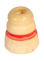 Bump Stop - Tree - 1.93 in OD - 2.25 in Tall - Shock Mount - Soft - Red Stripe - Polyurethane - White - Each